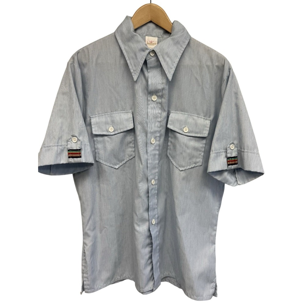 VTG Jantzen Nautical Retro Button Up Short Sleeve Shirt Men's Sz Large USA MADE